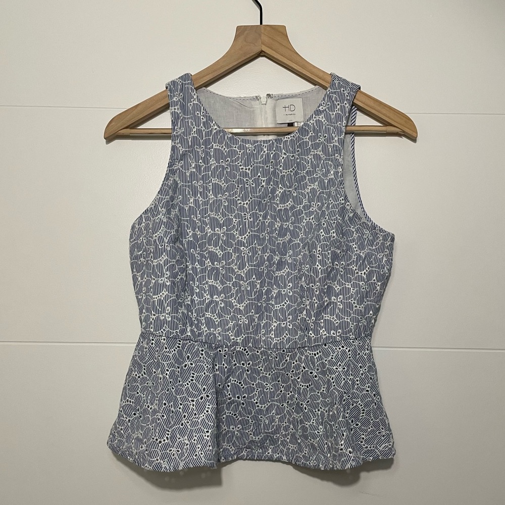 Anthropologie HD in Paris seersucker peplum blouse